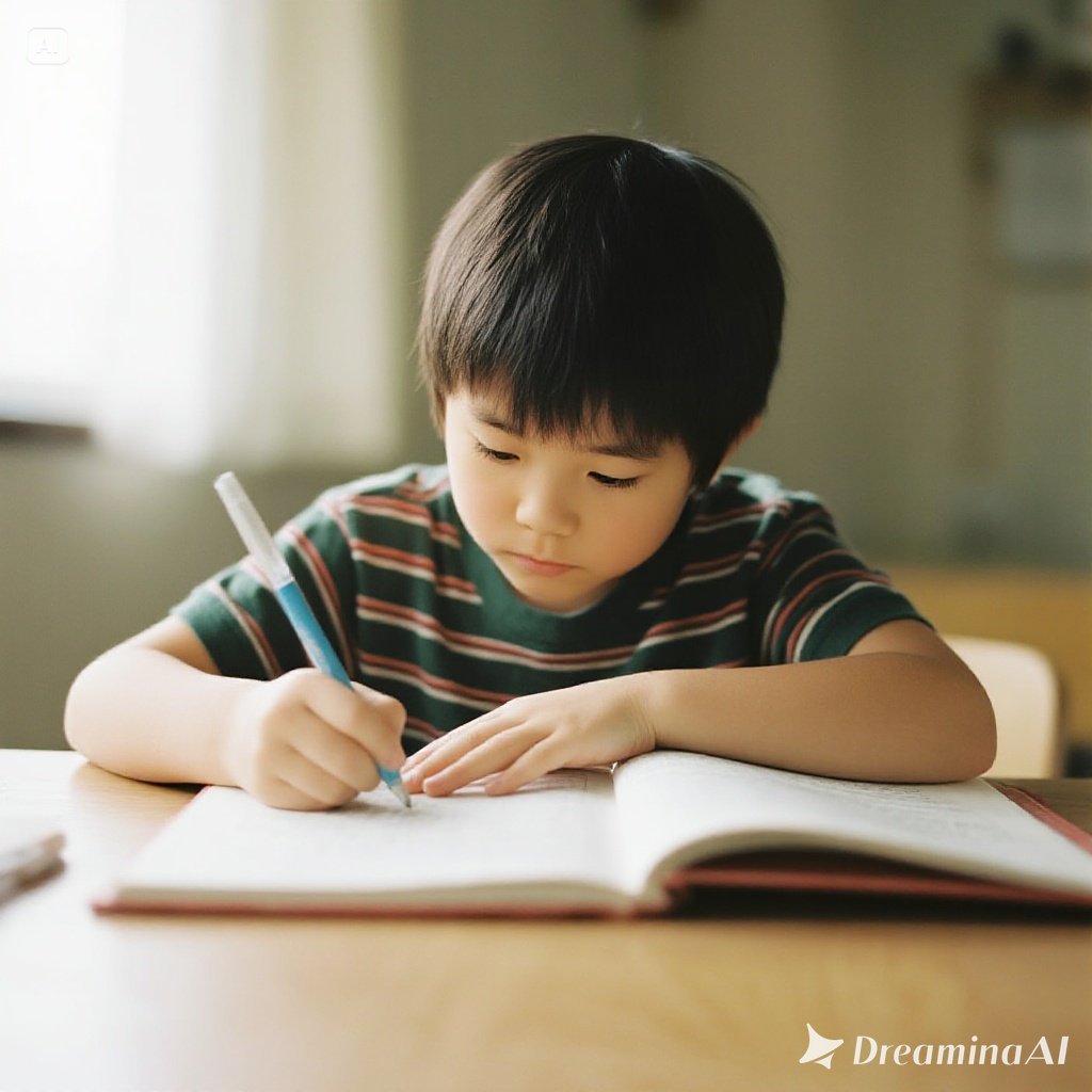Ilustrasi anak dengan ADHD yang kesulitan fokus di kelas, didukung guru dan orang tua.