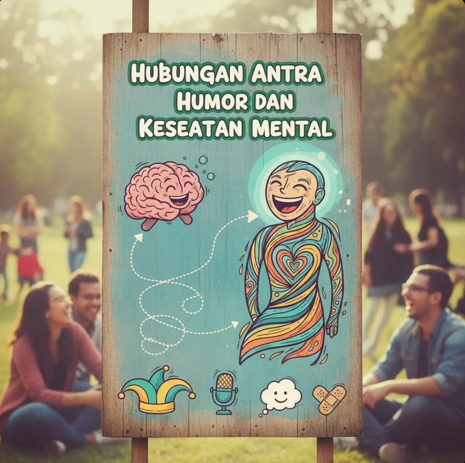 Seseorang tertawa bahagia sambil duduk di taman dengan suasana cerah melambangkan keseimbangan emosi dan ketenangan mental.