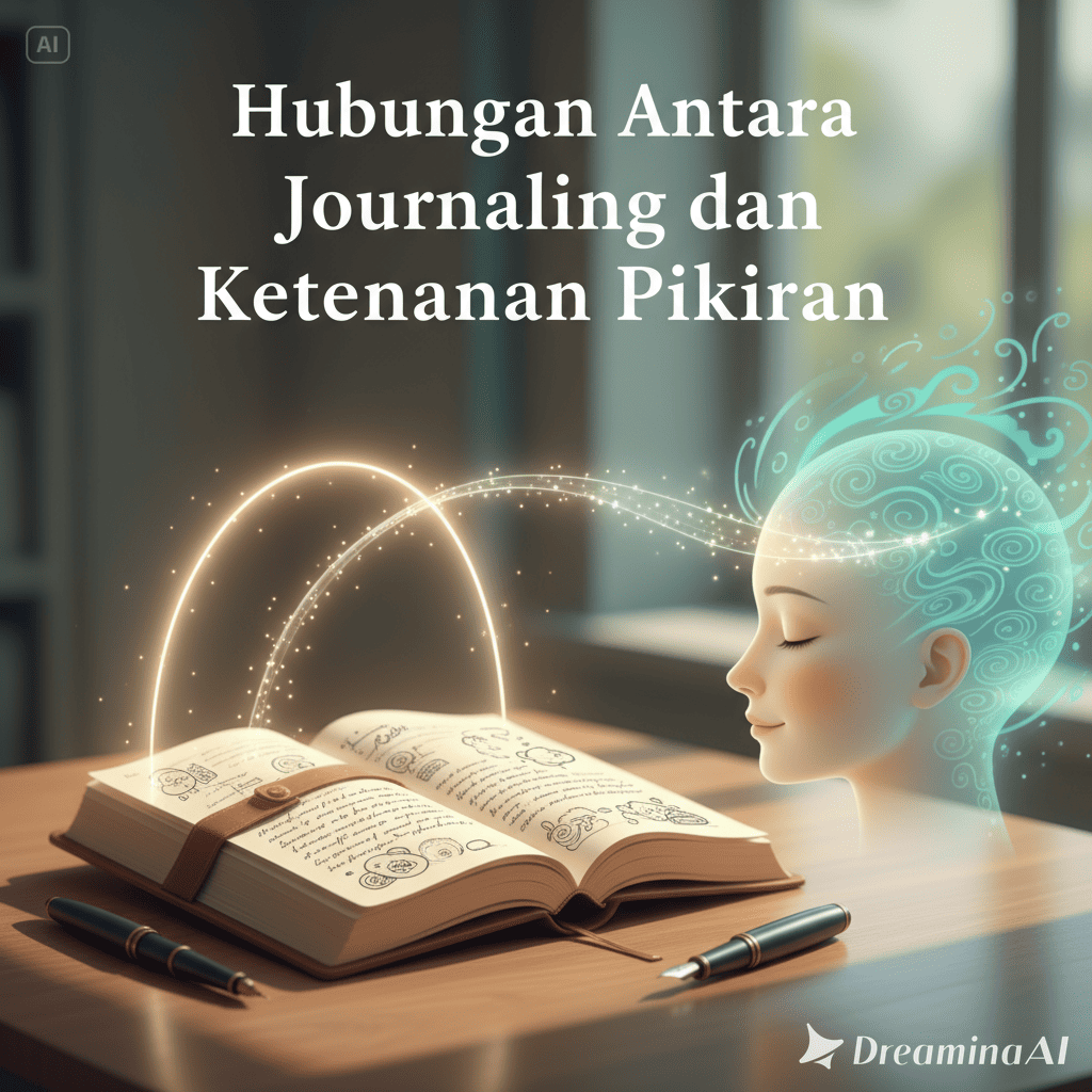 Ilustrasi seseorang menulis jurnal di meja dengan suasana tenang dan hangat.