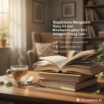 Ilustrasi seseorang merenung di depan cermin dengan bayangan lebih percaya diri.