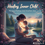 Ilustrasi seseorang memeluk diri kecilnya sebagai simbol healing inner child.