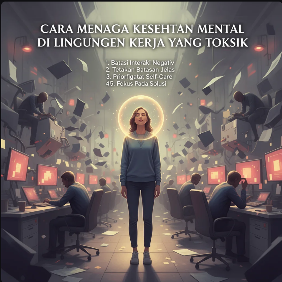 Siluet seseorang duduk di meja kerja dengan cahaya lembut menandakan refleksi dan ketenangan.