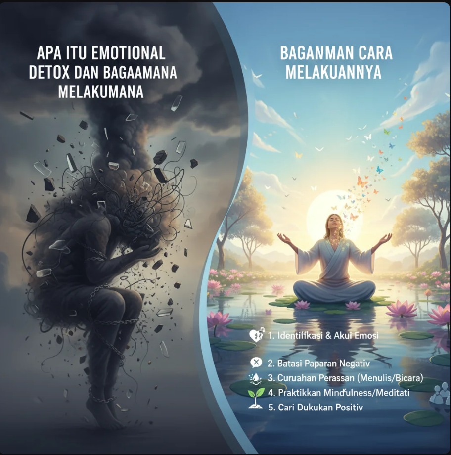 Seorang wanita bermeditasi di alam terbuka dengan aura tenang dan cahaya lembut.