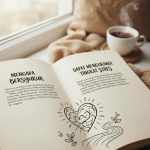 Seseorang menulis jurnal rasa syukur di meja dengan suasana tenang.”