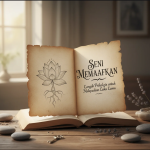 Siluet seseorang melepaskan burung dari tangan di bawah cahaya matahari pagi, melambangkan kebebasan emosional dan kedamaian batin.