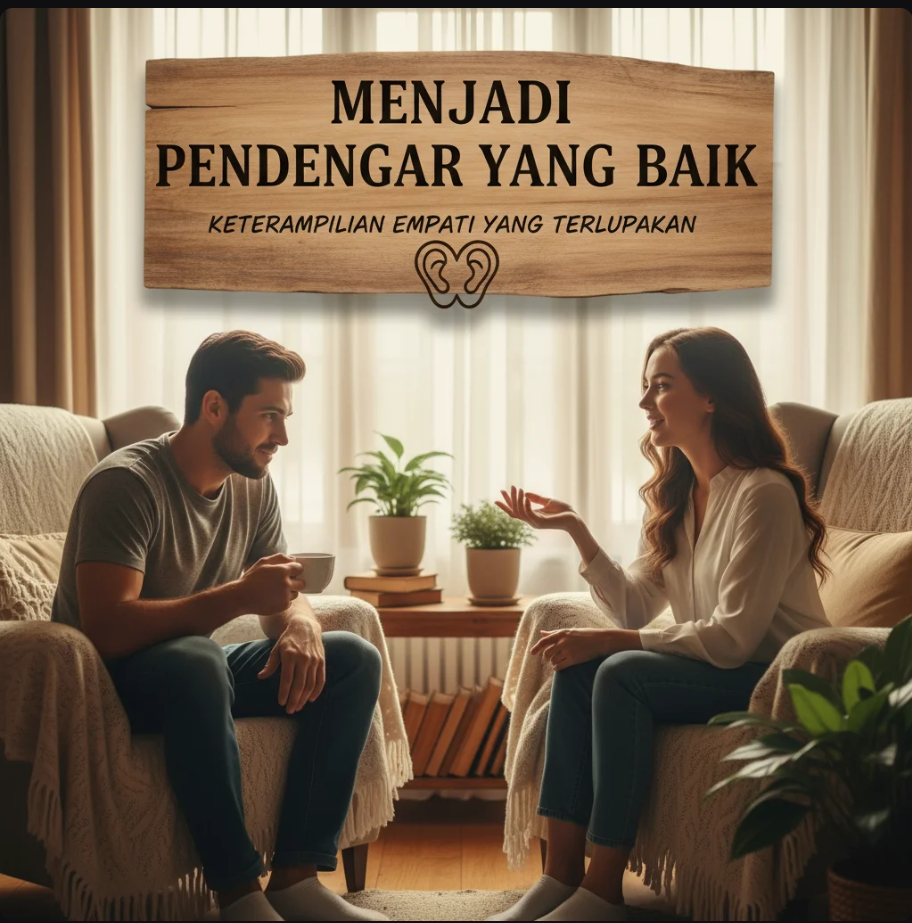 Dua orang sedang berbicara dengan tenang, salah satu mendengarkan dengan empatik.