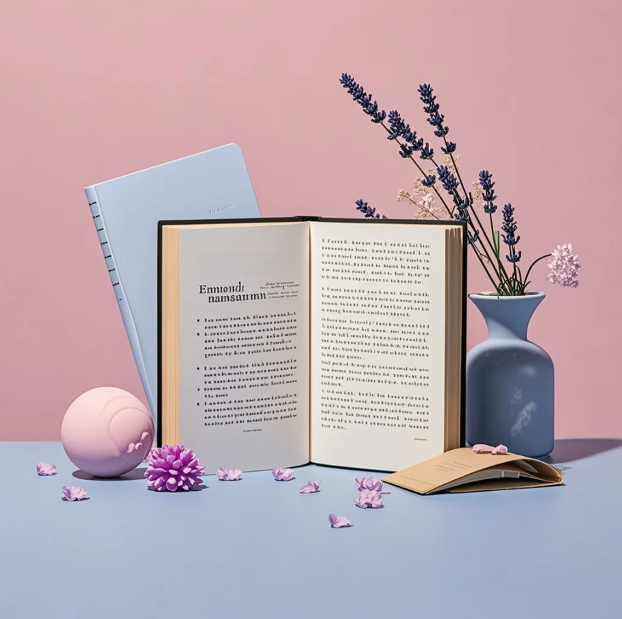 Seseorang menarik napas dalam sambil memegang dada, dengan ilustrasi gelombang emosi yang mereda