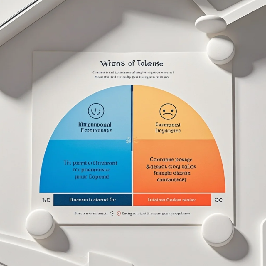 Ilustrasi grafik sederhana ‘window of tolerance’ dengan zona tenang di tengah dan dua zona ekstrem di atas dan bawah