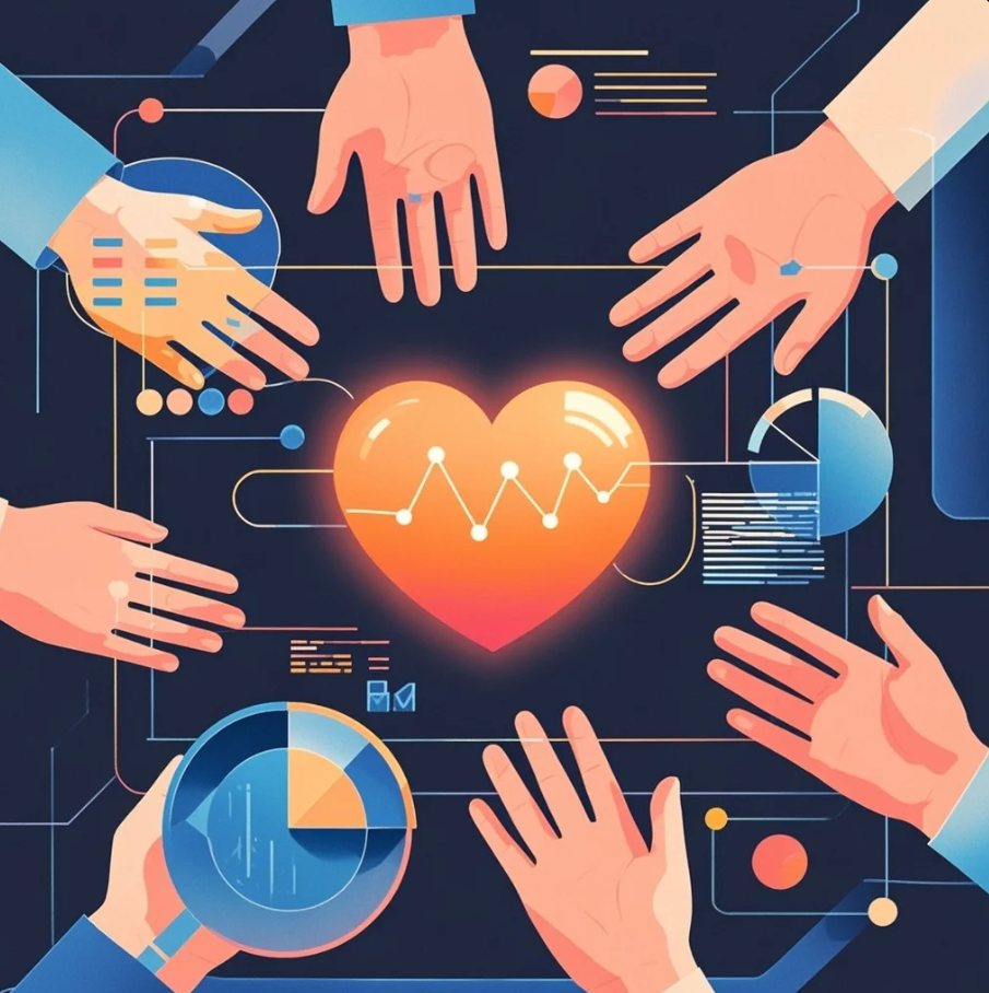 Seseorang membantu orang lain dengan senyum hangat, menggambarkan empati dan dukungan sosial