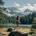 Seseorang menatap cermin dengan ekspresi tenang, dikelilingi cahaya lembut yang menggambarkan penerimaan diri.